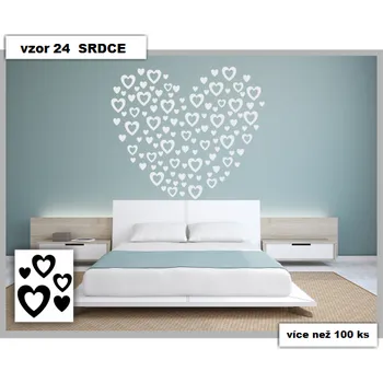 Samolepící dekorace Samolepka na zeď DECOR SRDCE, 111ks (dekorace na zeď)