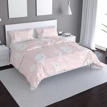 Povlečení Saténové povlečení Mráčky a měsíc - Sablio - 140x220 / 90x70