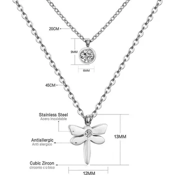 Náhrdelník Dvojitý náhrdelník z nerezové oceli - 02S vážka