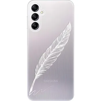 Pouzdro na mobilní telefon Odolné silikonové pouzdro iSaprio - Writing By Feather - white - Samsung Galaxy A14 / A14 5G