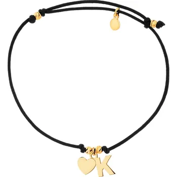 Náramek Pozlacený stříbrný náramek - písmeno K, srdce - AP530-2728