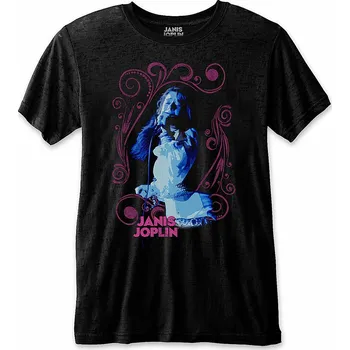 Pánská móda Janis Joplin tričko, Floral Frame Black, pánské L