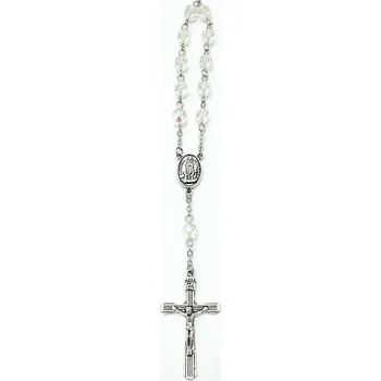 Růženec Desátek z broušených čirých korálků s duhovým odleskem 3