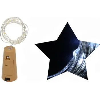 Vánoční dekorace 2m 20 LED řetěz se špuntem nejen do lahve - dekorace studená bílá