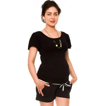 Be MaaMaa Těhotenské teplákové kraťasy Monika - černé, vel. XL; XL (42)