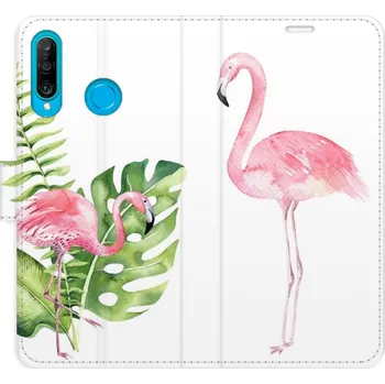 Pouzdro na mobilní telefon Flipové pouzdro iSaprio - Flamingos - Huawei P30 Lite