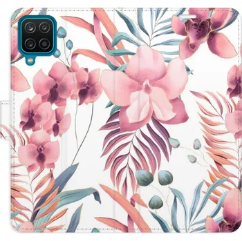 Pouzdro na mobilní telefon Flipové pouzdro iSaprio - Pink Flowers 02 - Samsung Galaxy A12