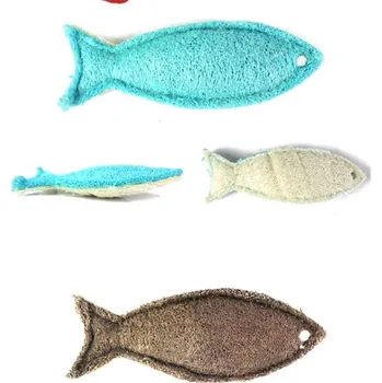 Škrabadlo ve tvaru ryby pro kočky, 7 cm, bílomodrá barva