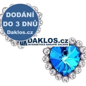 Módní doplněk Náušnice na motivy filmu TITANIC s modrým krystalem ve tvaru srdce Světle modrá