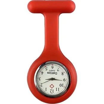 Hodinky Silikonové připínací kapesní hodinky nejen pro zdravotní sestru - Červená