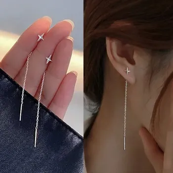 Náušnice Dlouhé visací náušnice se zirkony - 12