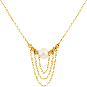 Náhrdelník Zlatý náhrdelník s perlou, anker - kuličky - AP534-0545