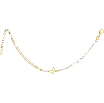 Náramek Pozlacený stříbrný náramek s perlami - motýl - AP534-3129