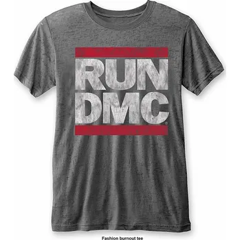 Pánská móda Run DMC tričko, DMC Logo Burn Out Grey, pánské XL