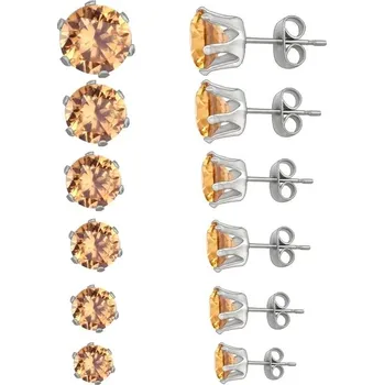 Náušnice Luxusní barevné náušnice | 6 párů - champangne silver