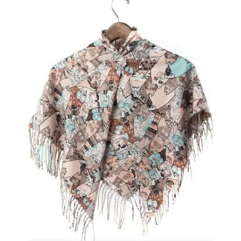 Šála zimní, veselé kočky hnědý