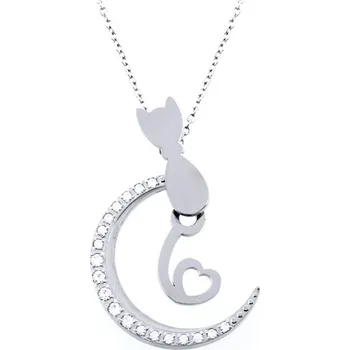 Náhrdelník Náhrdelník kočka na měsíci se zirkony