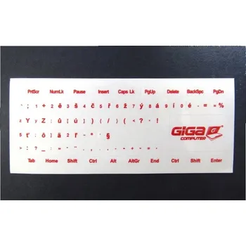 Náhradní klávesnice pro notebook nálepky na klávesnici CS průhledné s červeným potiském GC