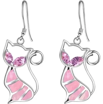 Náušnice Náušnice-růžové kočky visací