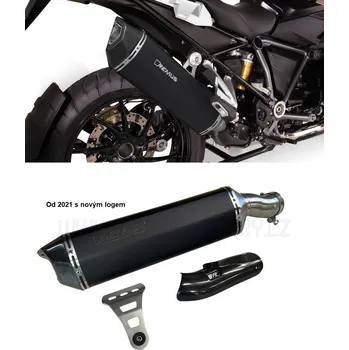 Výfuk pro motocykl Výfukový tlumič + karbonový tepelný štít - NEREZ ČERNÝ - 0964782 088016