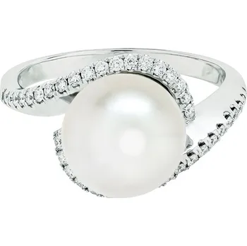 Prsten Dámský prsten z bílého zlata s perlou 50009592255F