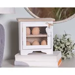 Bílá dřevěná skříňka na vajíčka se srdíčkem - 19*14*19 cm