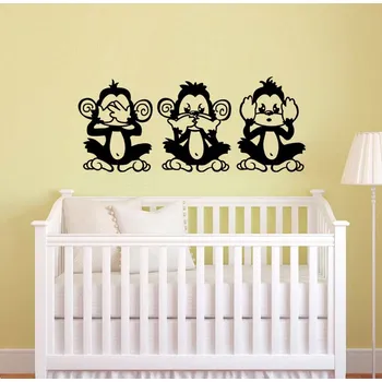 Samolepící dekorace Samolepka na zeď Tři opičky (dekorace na zeď)