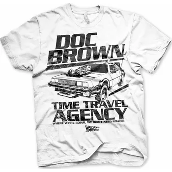 Pánské tričko Back to the Future tričko, Doc Brown Time Travel Agency White, pánské M