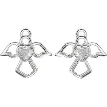 Náušnice Argento 67113 Stříbrné náušnice - anděl, čirý kulatý zirkon