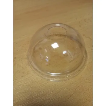 Jednorázové nádobí Víčko zvýšené s otvorem ke kelímku na studené nápoje PET 50 ks