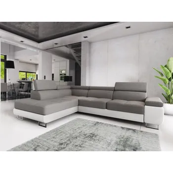 Sedací souprava Rohová sedačka LAING L, levá, šedá/bílá + vyzvednutí ZDARMA