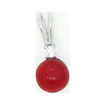 Přívěsek Stříbrný přívěsek , přírodní korál červený dobarvovaný - P 1243