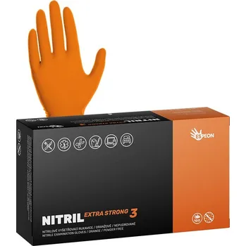 Vyšetřovací rukavice Rukavice nitrilové nepudrované oranžové, 5.4g, vel.S; EXTRA STRONG3/100ks