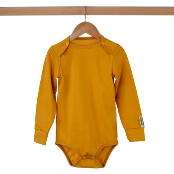 Kojenecký body Crawler Organická bavlna rostoucí body dlouhý rukáv dětské Hořčicová Velikost: 68-74/80 (6-18 měsíců)