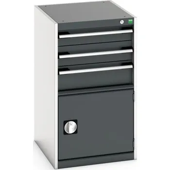 Skříňka Bott Cubio - 3 zásuvky, 1 dveře, 900 mm výška Šířka [mm]: 525, Hloubka [mm]: 650