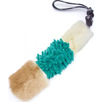 Hračka pro psa Pískací Potvůrky Kombi přetahovadlo – ovce, králík, mop Vyberte barvu: Zelená, Rukojeť: pevná rukojeť