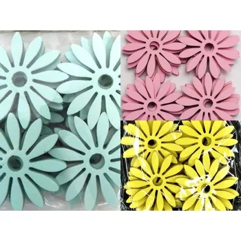 Pěnová dekorace - kytičky, 3ks, 5,5cm, žluté, růžové a světle modré