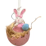 Dekorace - Vajíčko s králíčkem závěs růžové