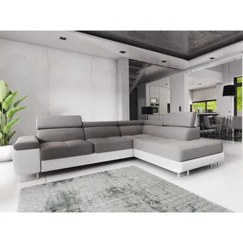 Sedací souprava Rohová sedačka LAING L, pravá, světle šedá/bílá + vyzvednutí ZDARMA