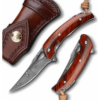 Damaškový lovecký skládací nůž HARAHU TA 29049 Hnědá