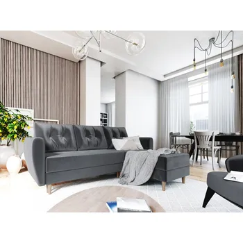 Sedací souprava Rozkládací rohová sedačka SKYANG, univerzální, tmavě šedá látka +možnost VÝNOSU + PROVĚŘENO zákazníky + vyzvednutí ZDARMA