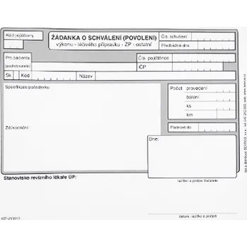 Tiskopis Žádanka o schválení (povolení) výkonu - léčivého přípravku - ZP (A5 blok = 100 ks)