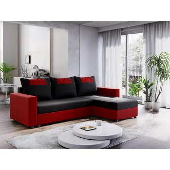 Sedací souprava Rohová sedačka SKIPPY BIS, černá/červená + vyzvednutí ZDARMA