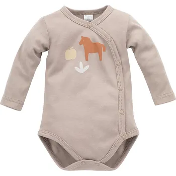 Kojenecký body BODY PINOKIO ZAVINOVACÍ, S KONĚM, BEIGE, WOODEN PONY Velikost: 68