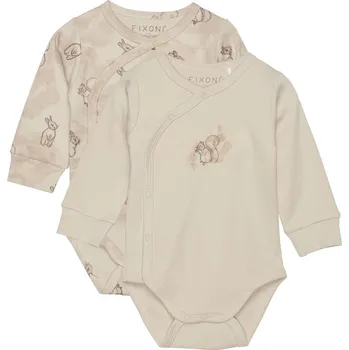 Kojenecký body BODY FIXONI ZAVINOVACÍ 2 KS, SE ZAJÍČKY A VEVERKAMI, FOG Velikost: 56
