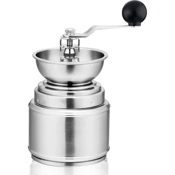 Příprava kávy Ruční Mlýnek na zrnkovou kávu nerez