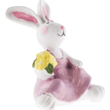 Vánoční dekorace Zajíček 4cm s kyticí keramika