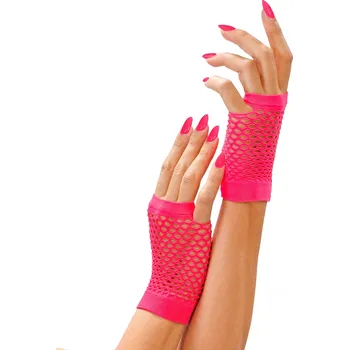 Karnevalový doplněk Růžové síťované rukavice bez prstů