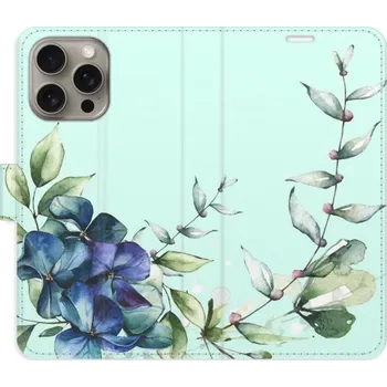Pouzdro na mobilní telefon Flipové pouzdro iSaprio - Blue Flowers - iPhone 15 Pro Max