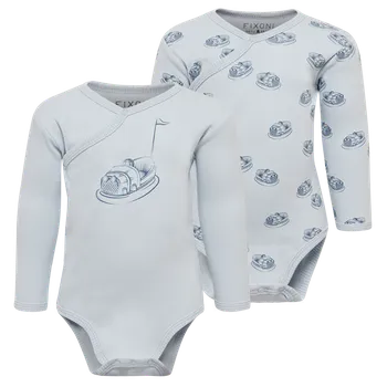 Kojenecký body BODY FIXONI ZAVINOVACÍ, 2 KS, S AUTÍČKY, MODRÉ, BAVLNA Velikost: 50